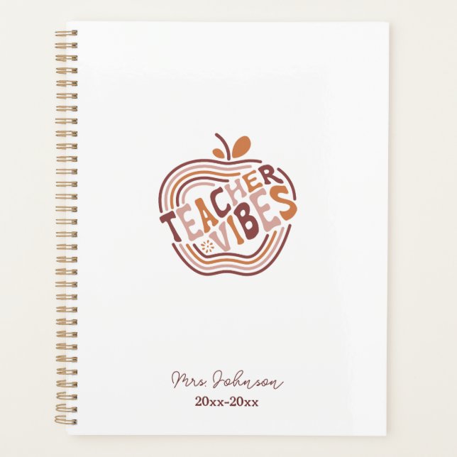 Teacher Vibes Boho Apple Personalised Appreciation Planner (Front)