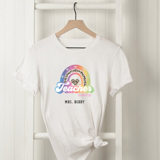 Teacher Vibes Rainbow Leopard Print T-Shirt (Creator Uploaded)