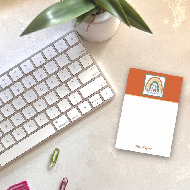 Teacher Vibes Rainbow Pencil Custom Post-it Notes (Creator Uploaded)
