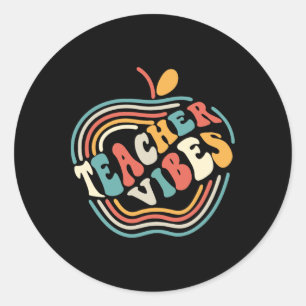 Teacher Vibes Retro First 1st Day Of School Byck T Classic Round Sticker