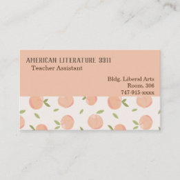 Teacher Watercolor Peach Pattern Business Card