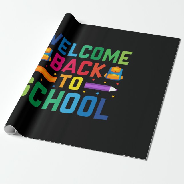 Teacher Welcome Back To School Wrapping Paper (Unrolled)