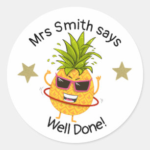 Teacher well done! Pineapple classic round sticker
