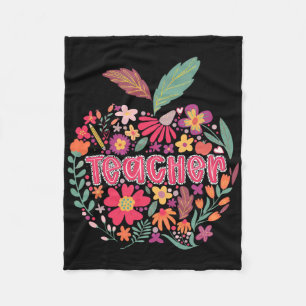 Teacher Wildflower Happy First Day Of School Back  Fleece Blanket