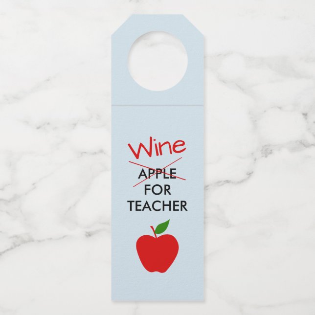 Teacher Wine Bottle Hanger Gift Tag Label (Front)