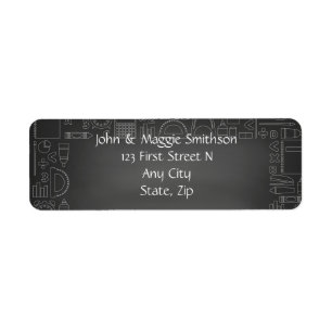 Teacher with Blackboard Graphic Art Background Return Address Label