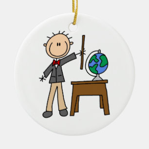 Teacher With Globe Ceramic Ornament
