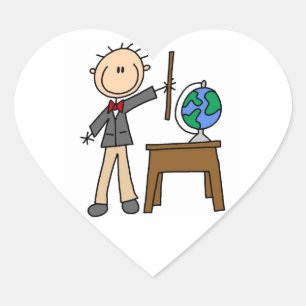Teacher With Globe Heart Sticker
