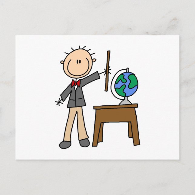 Teacher With Globe Postcard (Front)