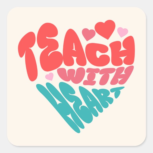 Teacher with Heart Square Sticker (Front)