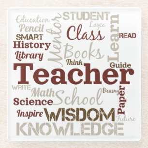 Teacher Word Cloud Glass Coaster