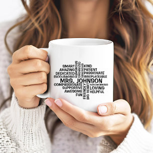 Teacher Word Cloud Name and Traits Coffee Mug
