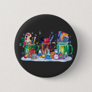Teacher Xmas Cup Merry Teacher 6 Cm Round Badge
