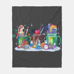 Teacher Xmas Cup Merry Teacher Fleece Blanket