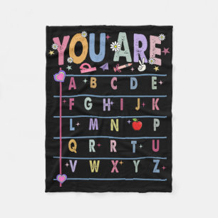 Teacher You Are Letters Alphabet Learn Abcs Back T Fleece Blanket