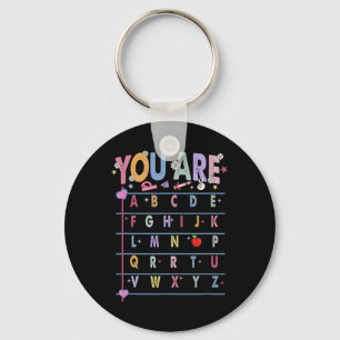 Teacher You Are Letters Alphabet Learn Abcs Back T Key Ring