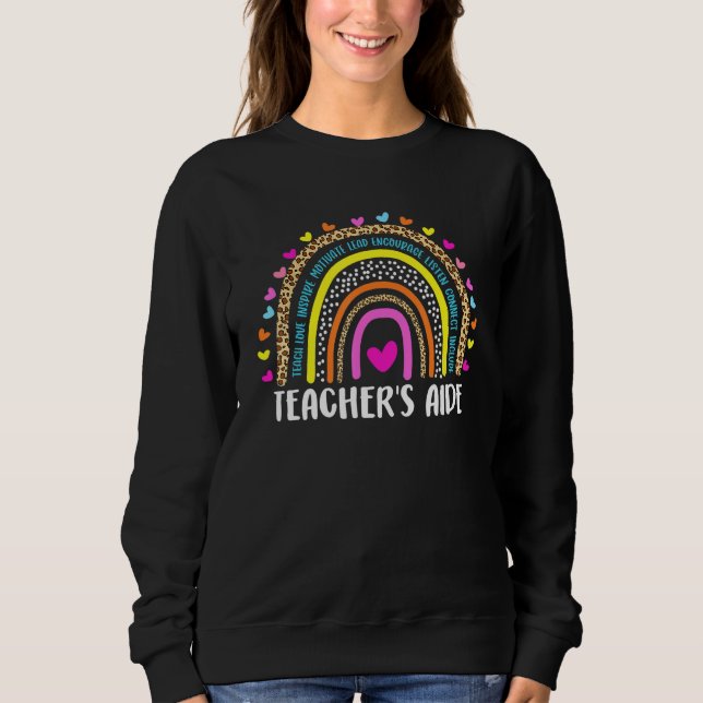 Teacher's Aide Boho Leopard Rainbow back to school Sweatshirt (Front)