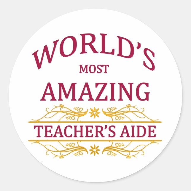 Teacher's Aide Classic Round Sticker (Front)