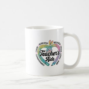 Teacher's Aide Cute Apple Heart Back To First Day Coffee Mug