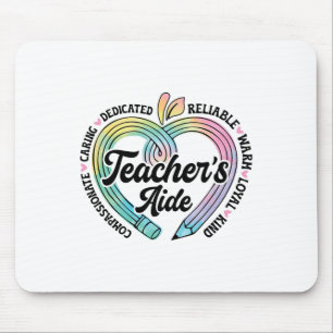 Teacher's Aide Cute Apple Heart Back To First Day Mouse Pad