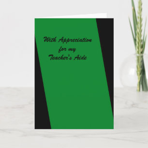 Teacher's Aide Thank You, Green and Black, Simple You Card