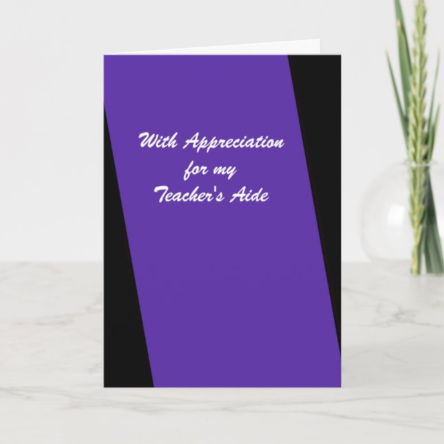 Teacher's Aide Thank You, Purple You Card (Front)