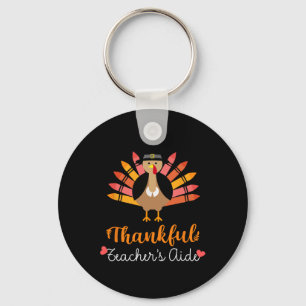 Teacher's Aide Thanksgiving Fall Cute Turkey Penci Key Ring