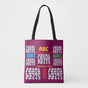 Teacher's Alphabet Plum Tote Bag
