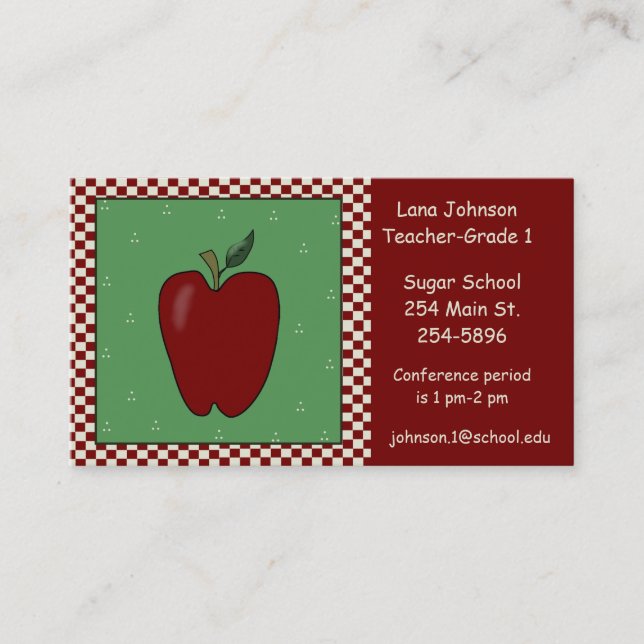 Teachers Apple Business Card (Front)