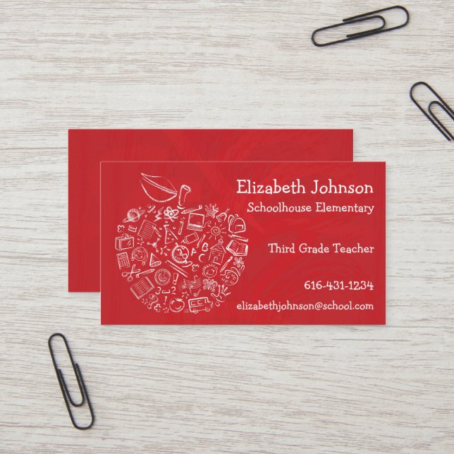 Teachers Apple Business Card (Front/Back In Situ)