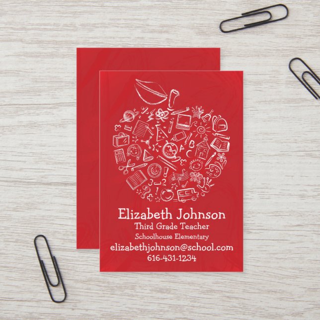 Teachers Apple Business Card (Front/Back In Situ)