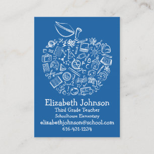 Teachers Apple Business Card- Blue Business Card