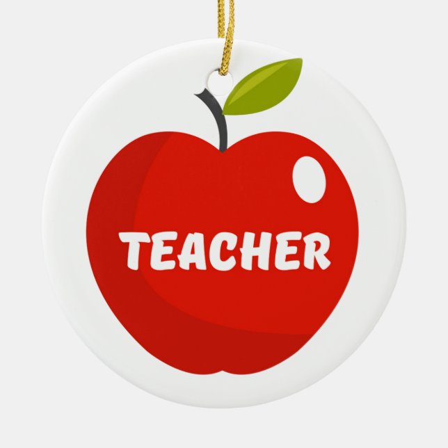 Teachers Apple Ceramic Ornament (Front)