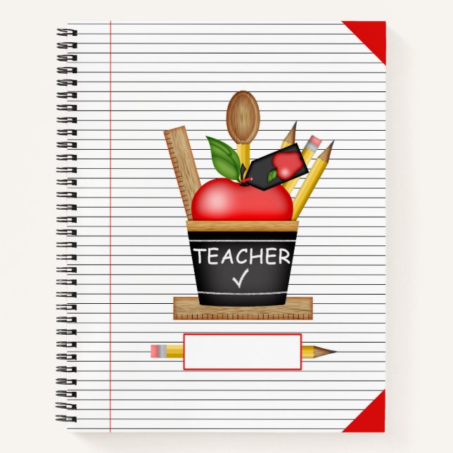 Teacher's Apple Cupcake Rules Large Notebook (Front)