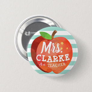Teacher's Apple Custom Name 6 Cm Round Badge