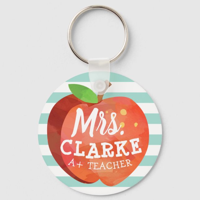 Teacher's Apple | Custom Name Key Ring (Front)