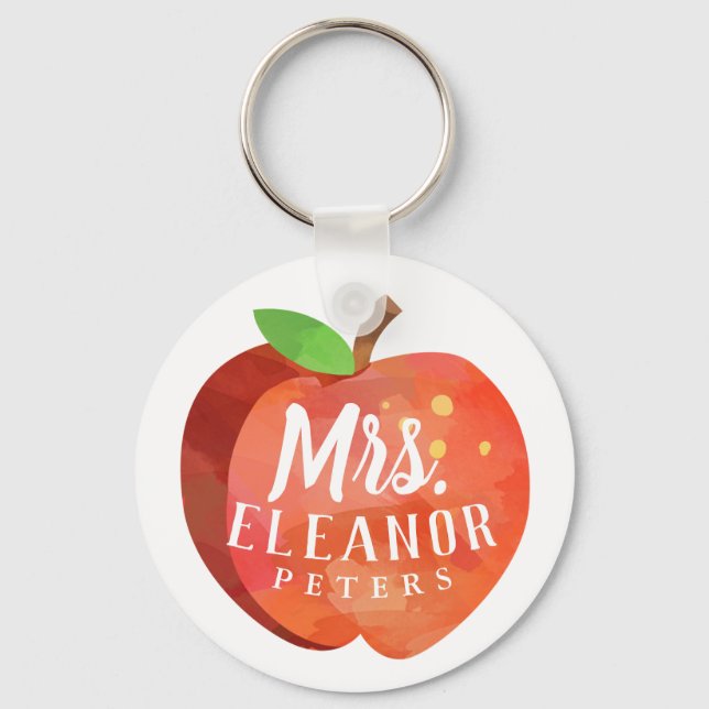 Teacher's Apple Custom Name Key Ring (Front)