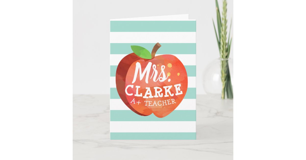 Teacher's Apple | Customised Name Card | Zazzle
