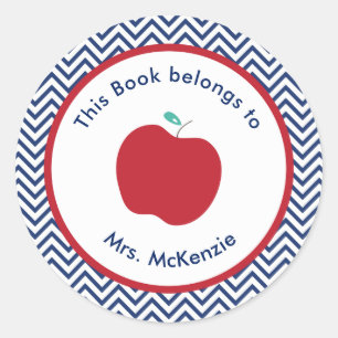 Teacher's Apple Personalised Bookplate Stickers