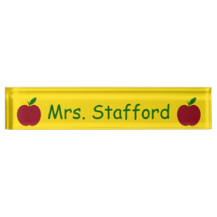 Teacher's Apple Red Green Yellow Personalised Nameplate