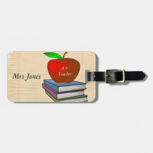 Teacher's Apple Stack of Books Customise Luggage Tag