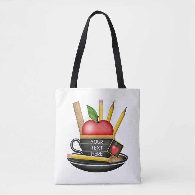 Teacher's Apple Teacup Custom Tote Bag (Front)
