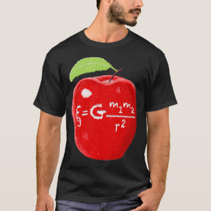 Teachers Apple With Newtons Law Of Gravity T-Shirt
