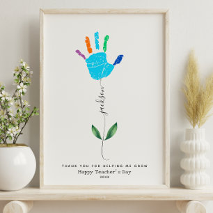 Teacher's Appreciation Day Handprint flower Art Poster