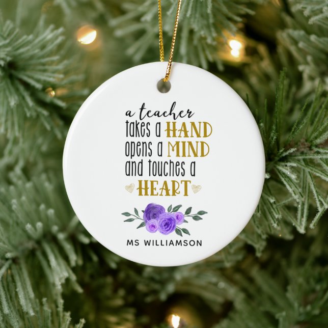 Teacher's Appreciation Personalised Gift in Gold   Ceramic Ornament (Tree)