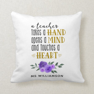 Teacher's Appreciation Personalised Gift in Gold Cushion