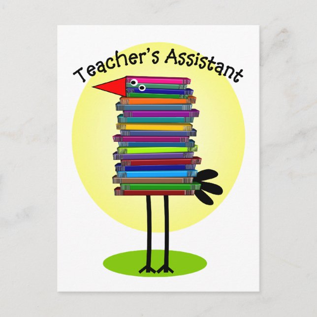 Teacher's Assistant "Book Bird" Design Postcard (Front)