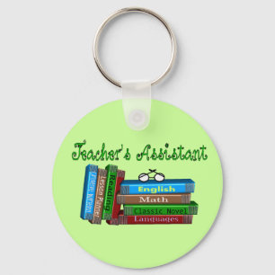 Teacher's Assistant Gifts "Stack of Books" Key Ring