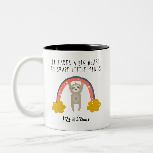 Teachers Big Heart to Shape Little Minds Two-Tone Coffee Mug (Left)