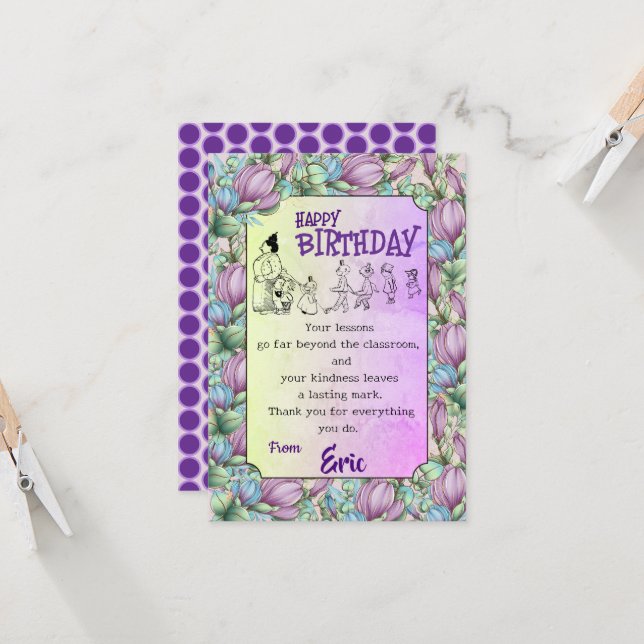 Teacher's Birthday  Card (Front/Back In Situ)